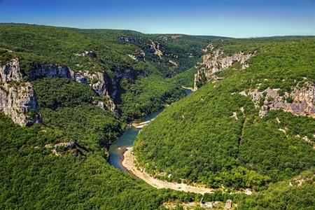Uitzicht over de Gorges de l'Ardèche, Frankrijk
