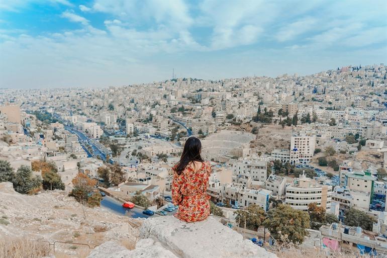 Uitzicht over de wijken van Jabal Amman, Jordanië