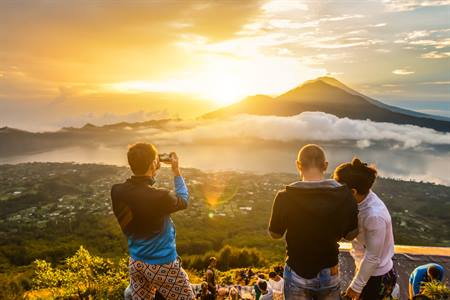 Uitzicht over Mount Batur op Bali