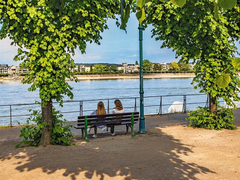 Uitzicht vanaf Alter Zoll over de Rijn, Bonn