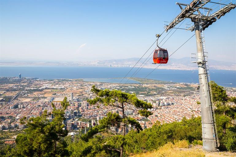 Uitzicht vanaf de kabelbaan in Izmir, Turksse Riviera