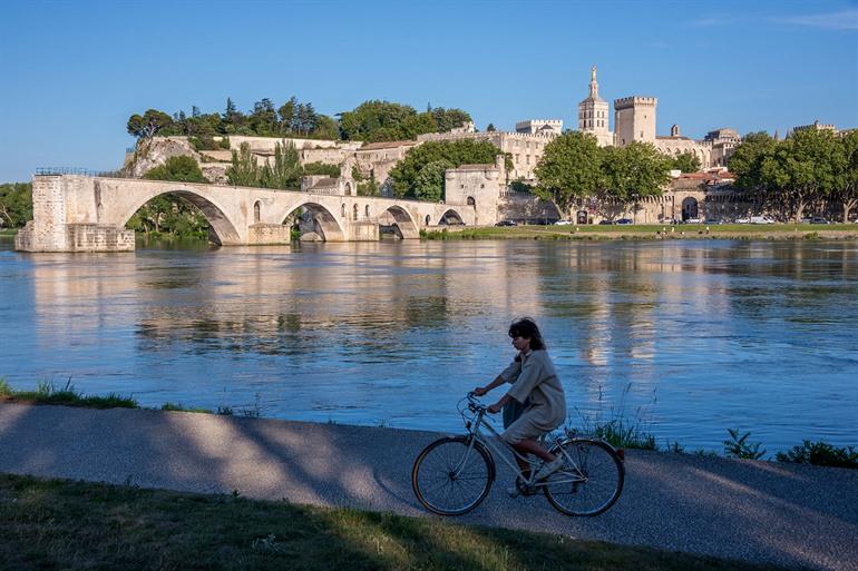Uitzicht vanaf Île de la Barthelasse op Avignon