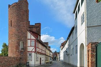 Vakwerkershuisje Halbturm, Lübeck, Duitsland