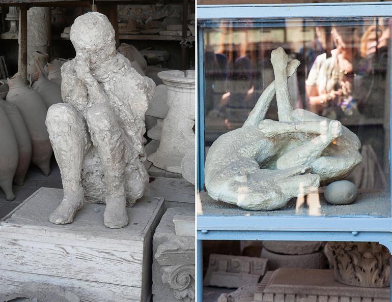 Versteend slachtoffer Pompeii uitbarsting Vesuvius