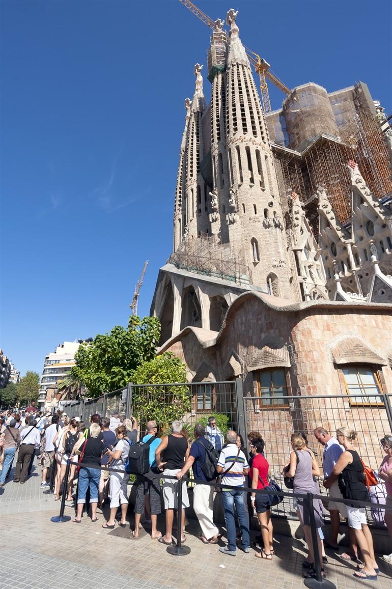 Wachtrij aan de Sagrada Familia, Barcelona