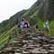 Wandelaars bij Giant's Causeway, Noord-Ierland