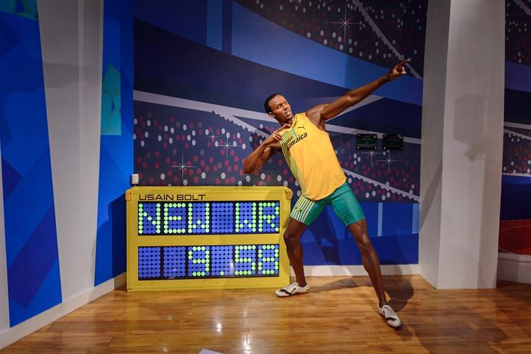 Wassen beeld Usain Bolt in Madame Tussauds, Londen