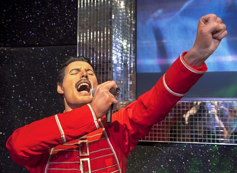 Wassen beeld van Freddie Mercury in Madame Tussauds, Londen