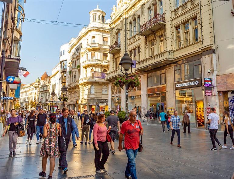 Winkelgebied Knez Mihailova met art-decogebouwen, Belgrado