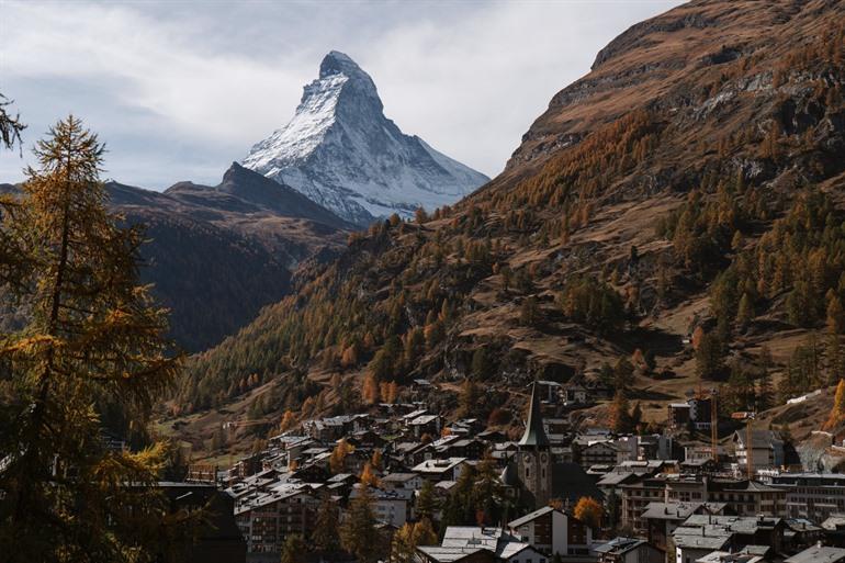 Zermatt en de Matterhorn op de achtergrond