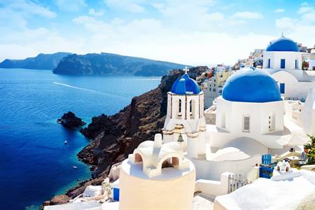 Zicht over Santorini, Griekse eiland