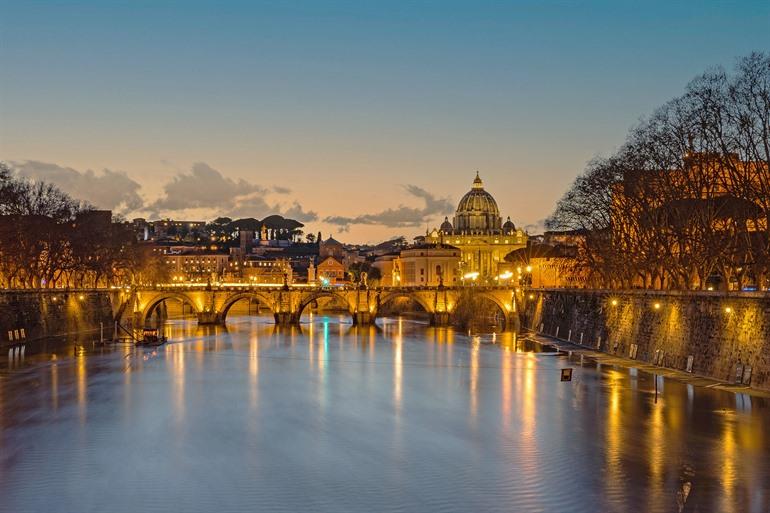 Zonsondergang in Rome, Italië