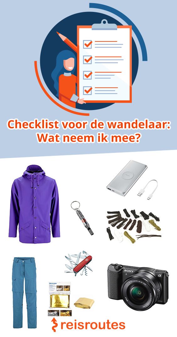 Pinterest Checklist met 21 items voor de wandelaar: Wat heb je nodig als je gaat wandelen?