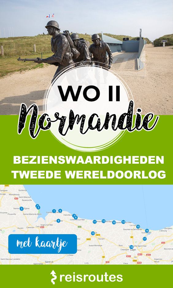 Pinterest 25 x D-day sites & Tweede Wereldoorlog bezienswaardigheden Normandië + kaartje